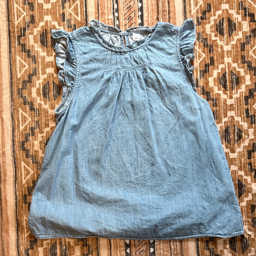 Old Navy Denim Blue Ruffle Sleeve Top